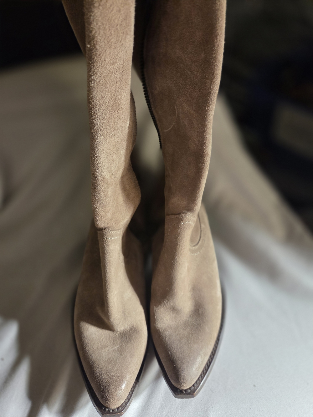 Women's Taupe Suede Knee-High Boots